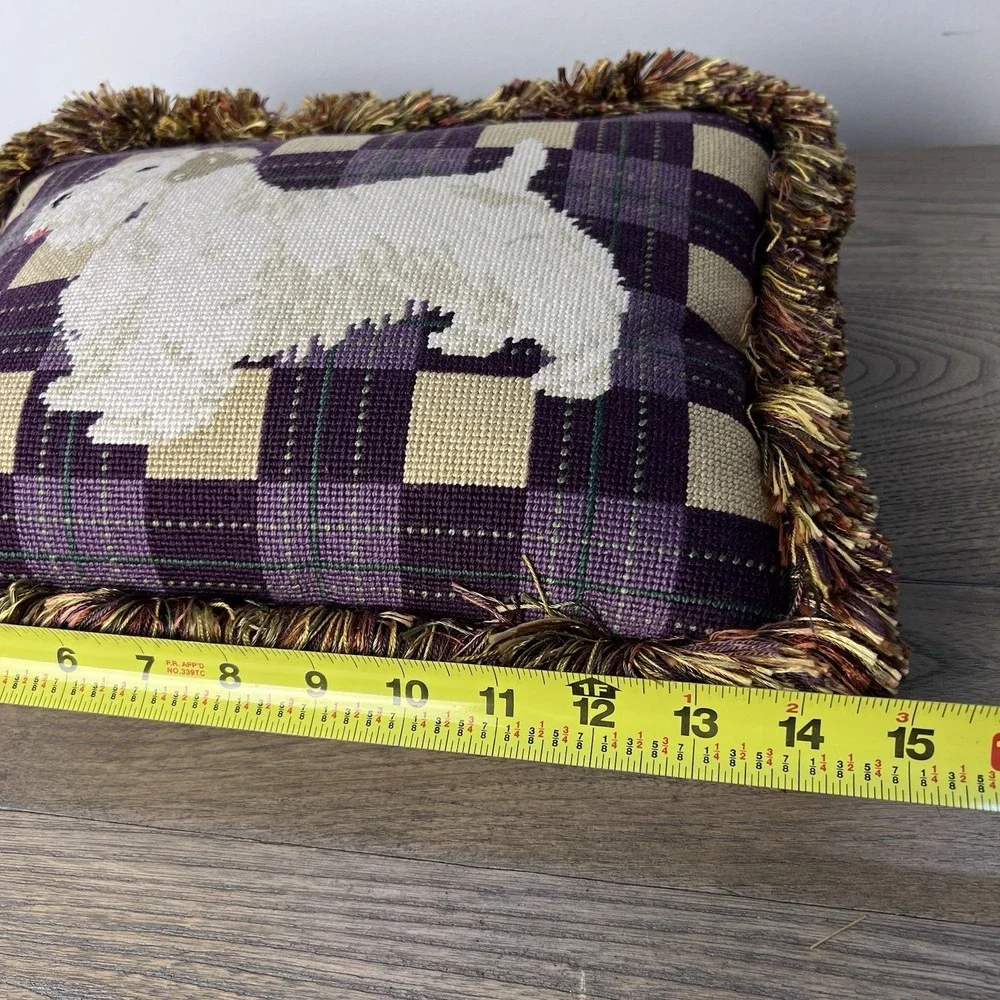 VTG Wool needlepoint Embroidery pillow West Highland White Terrier Dog 15x11